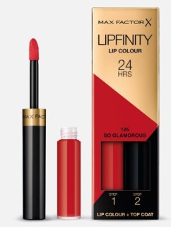 Max Factor SET Lipfinity Lip Colour Lippenbalsam und Lipgloss 125 So Glamorous 2,3ml + Top Coat 1,9 g