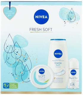 Nivea Fresh Soft Geschenkpackung für hydratisierte und duftende Haut (Duschgel 250 ml, Creme 100 ml, Roll-on 50 ml)
