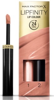 Max Factor SET Lipfinity Lip Colour Lippenbalsam und Lipgloss 006 Always Delicate 2,3 ml + Top Coat 1,9 g